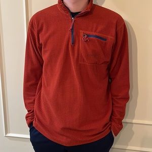 Burnt Orange Orvis Polyester 1/4 Zip Pullover Large